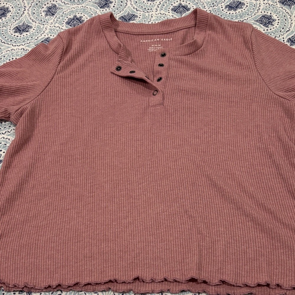 American Eagle Outfitters Women's Short Sleeve Ribbed Top- Set of 2 Size M